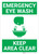Emergency Eyewash Keep Area Clear with Icon Green Portrait - Wall Sign