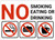 No Smoking Eating Or Drinking with Icons Red Landscape - Wall Sign
