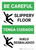 Be Careful Slippery Floor Bilingual Spanish with Icon Portrait - Wall Sign