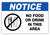 Notice - No Food or Drink Label