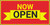 Now Open Yellow and Red Banner
