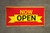 Now Open Yellow and Red Banner