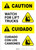 Caution: Lift Trucks Bilingual (Spanish) - Portrait Wall Sign
