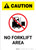 Caution: No Forklift Area - Portrait Wall Sign