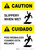 Caution: Slippery When Wet Bilingual Spanish - Portrait Wall Sign