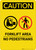 Caution: Forklift Area No Pedestrians - Portrait Wall Sign