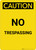 Caution: No Trespassing - Portrait Wall Sign