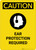 Caution: PPE Ear Protection Required with Graphic - Portrait Wall Sign