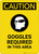 Caution: PPE Goggles Required in This Area With Graphic - Portrait Wall Sign