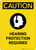 Caution: PPE Hearing Protection Required with Graphic - Portrait Wall Sign
