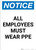 Notice: All Employees Must Wear PPE - Portrait Wall Sign