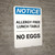 Notice: Allergy Free Lunch Table No Eggs - Portrait Wall Sign