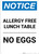 Notice: Allergy Free Lunch Table No Eggs - Portrait Wall Sign