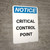 Notice: Critical Control Point - Portrait Wall Sign
