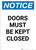 Notice: Doors Must Be Kept Closed - Portrait Wall Sign