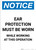 Notice: Ear Protection Must be Worn While Working Operation - Portrait Wall Sign