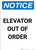 Notice: Elevator Out Of Order - Portrait Wall Sign
