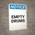Notice: Empty Drums Must be Kept Closed with Icon - Portrait Wall Sign