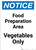 Notice: Food Prep Area - Vegetables Only - Portrait Wall Sign