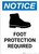 Notice: Foot Protection Required with Icon - Portrait Wall Sign