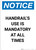 Notice: Handrails Use Is Mandatory at All Times - Portrait Wall Sign
