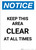 Notice: Keep Area Clear At All Times - Portrait Wall Sign