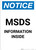 Notice: MSDS Information Inside - Portrait Wall Sign