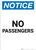 Notice: No Passengers - Portrait Wall Sign