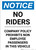 Notice: No Riders Company Policy Prohibits Non-Employee Passengers In This Vehicle - Portrait Wall Sign