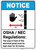 Notice: OSHA NEC Electrical Panel Regulations ANSI with Graphic - Portrait Wall Sign
