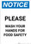 Notice: Please Wash Your Hands For Food Safety - Portrait