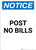 Notice: Post No Bills - Portrait Wall Sign