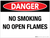 Danger: No Smoking No Open Flames - Wall Sign