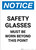Notice: Safety Glasses Must be Worn Beyond This Point - Portrait Wall Sign