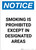 Notice: Smoking Is Prohibited Except Designated Areas - Portrait Wall Sign
