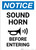 Notice: Sound Horn Before Entering with Icon - Portrait Wall Sign