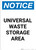 Notice: Universal Waste Storage Area - Portrait Wall Sign