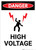 High Voltage With Lightning Bolts Graphic - Portrait Wall Sign