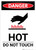 Hot Do Not Touch Sign With Icon - Portrait Wall Sign