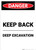 Keep Back Deep Excavation - Portrait Wall Sign