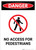 No Access for Pedestrians with Icon - Portrait Wall Sign