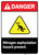 Nitrogen Asphyxiation Hazard Present ANSI - Portrait Wall Sign