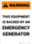 Warning: Equipment Is Backed By An Emergency Generator - Portrait Wall Sign