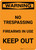 Warning: No Trespassing - Firearms In Use - Keep Out - Portrait Wall Sign