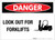 Danger: Look Out For Forklifts Landscape with Graphic - Label