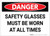 Danger: Safety Glasses Must be Worn at All Times - Label