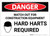 Danger: Watch Out for Construction Equipment/Hard Hats Required with Graphic - Label