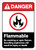 Danger: Flammable No Smoking or Open Flames ANSI - Label