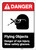 Danger: Flying Objects Wear Safety Glasses Portrait ANSI - Label