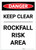 Danger: Keep Clear Rockfall Risk - Label